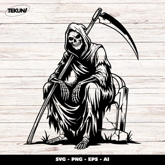 Grim Reaper SVG: Halloween Skeleton Clipart (Digital Download