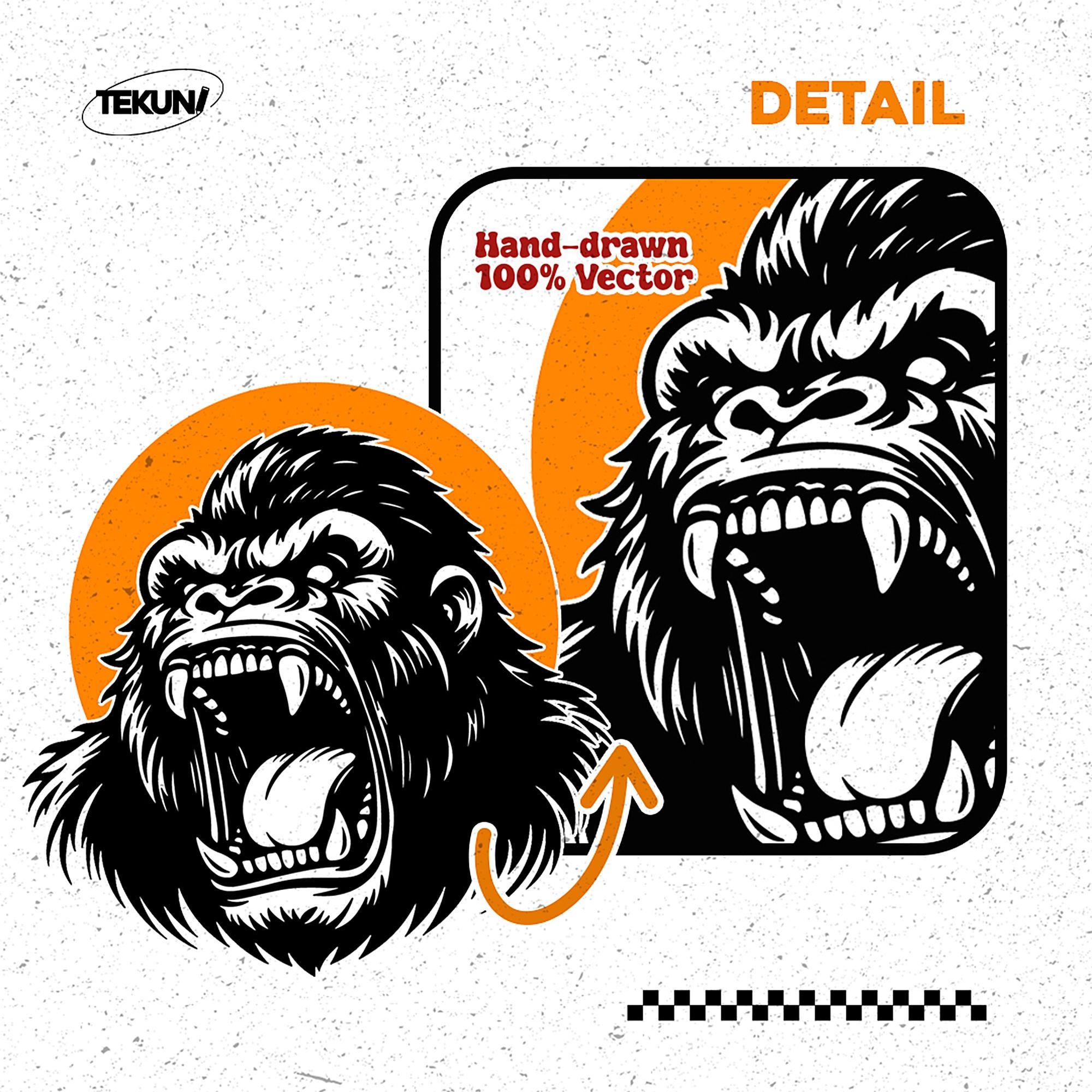 Roaring Gorilla Head Vector Art: Mascot Logo Design (instant Download ...