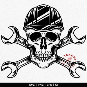 Skull Mechanic Svg, Mechanic Svg, Wrenches Svg, Skull Svg, Instant download