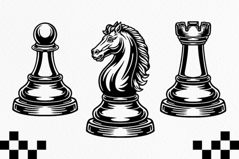 Chess Pieces SVG Bundle, Chess Set, King, Queen, Knight, Rook, Bishop ...