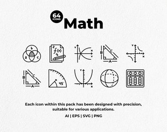Math Icon Pack - Instant download