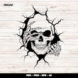 Creepy Skull SVG Cut File: Halloween Horror Clipart (Digital Download