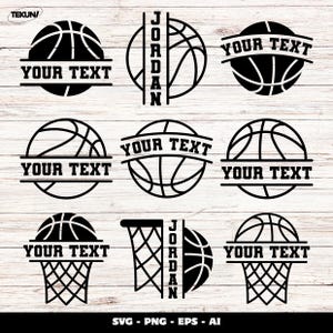 Basketball Monogram SVG Bundle, Custom Basketball Name Frame, Basketball Split Text SVG, Sports Logo SVG for Cricut, Basketball Cut File