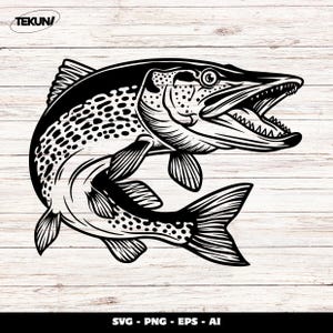 Pike Fish SVG, Northern Pike Cut File for Cricut, Predator Fish Clipart, Fishing Decal SVG - Instant Download