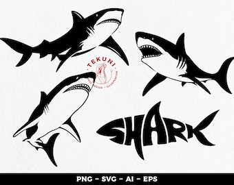 Shark svg file per cricut, animali marini clip art, Download istantaneo