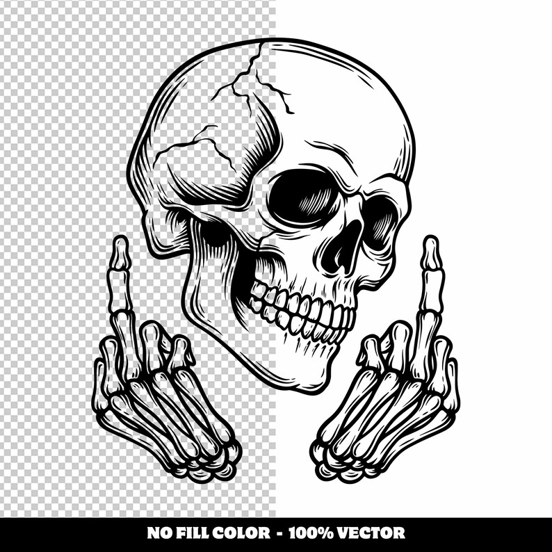 Skull Rude Middle Finger Skull SVG: Rude Halloween Cut File (digital Download) - Etsy