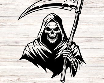 Grim Reaper SVG: Scythe Skeleton Silhouette Cut File (Digital Download