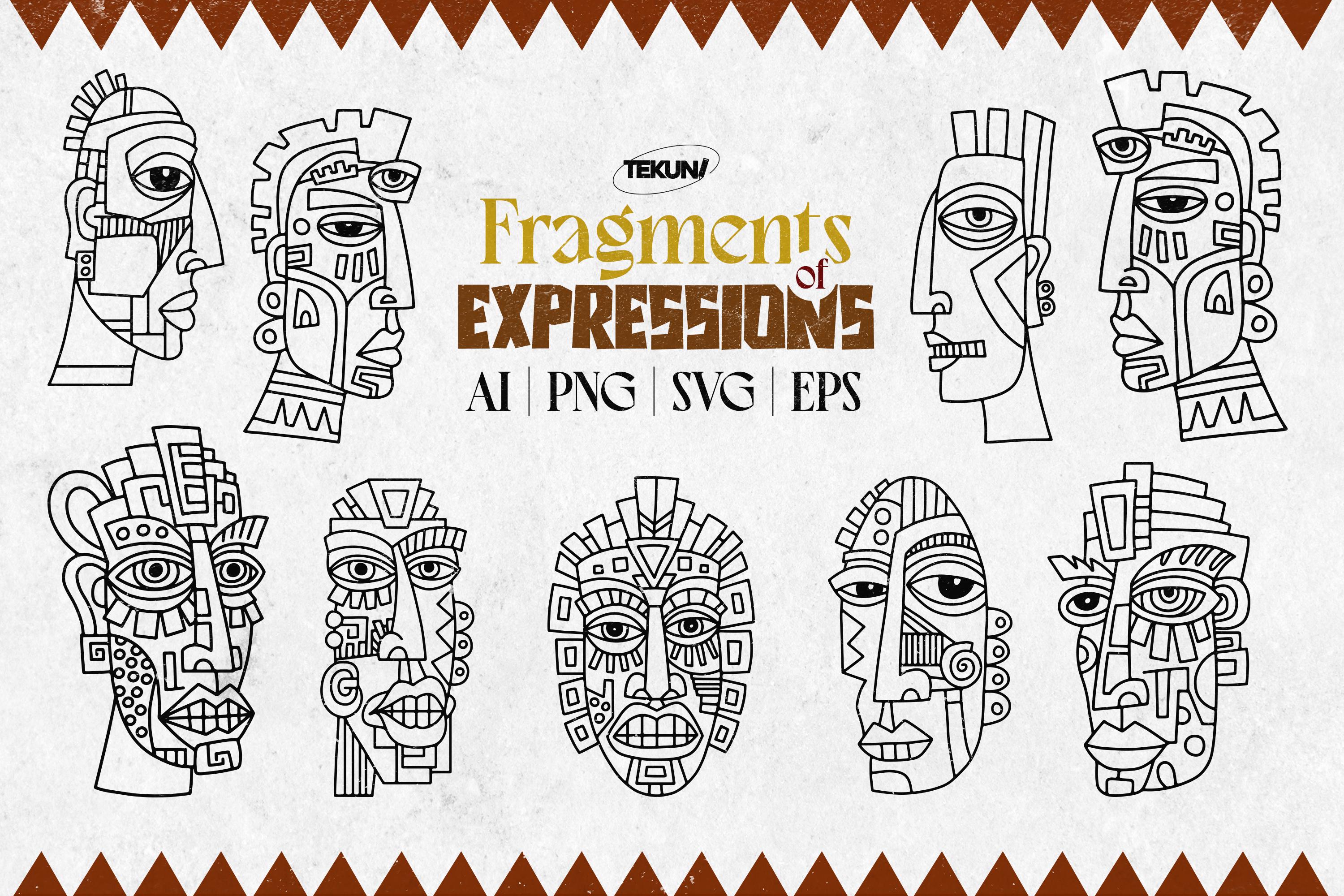 Abstract Face SVG Bundle, Modern Tribal Mask Illustration Set, Cubism ...