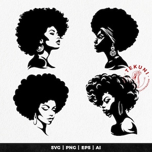 Afro Woman SVG, Black Girl SVG - Instant Download