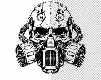 Gas Mask Skull SVG, Cyberpunk Skull, Steampunk Vector Design - Etsy