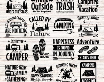 Camping SVG Bundle: Travel Quotes, Camping Life Designs (Digital Download, 89 Files)