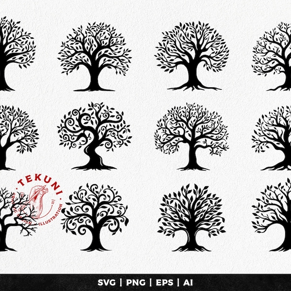Tree SVG bundle, Tree logo vector, tree clipart - Instant download