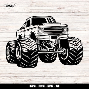Monster Truck SVG: Big Wheels Clipart, Boys Birthday Design (Digital Download