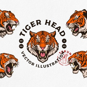 Tiger head SVG bundle, Tiger logo vector pack - Instant download