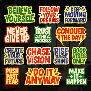 Retro Motivational Quote SVG Bundle: Bold Text Clipart (Digital Download