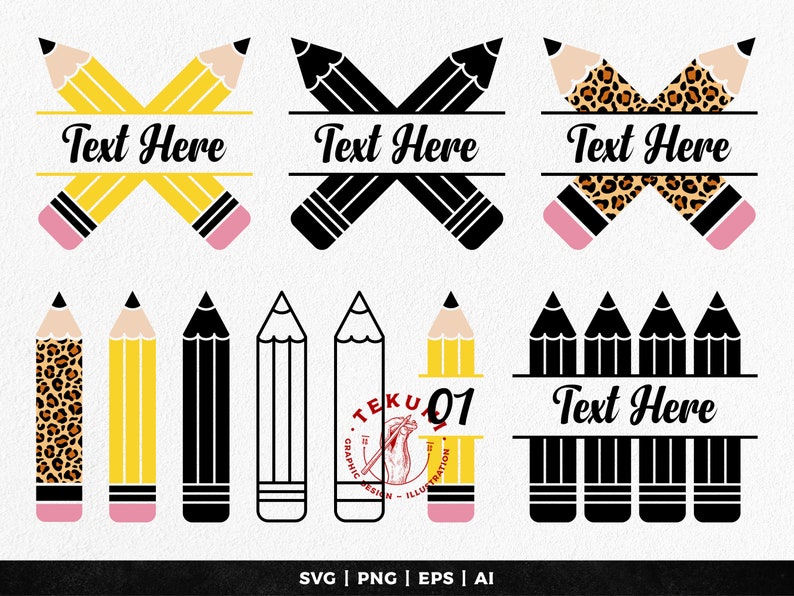 Pencil Svg Files for Cricut, Split Monogram Svg - Instant Download - Etsy