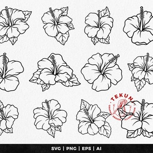 Set of hibiscus svg, flower svg - Instant download