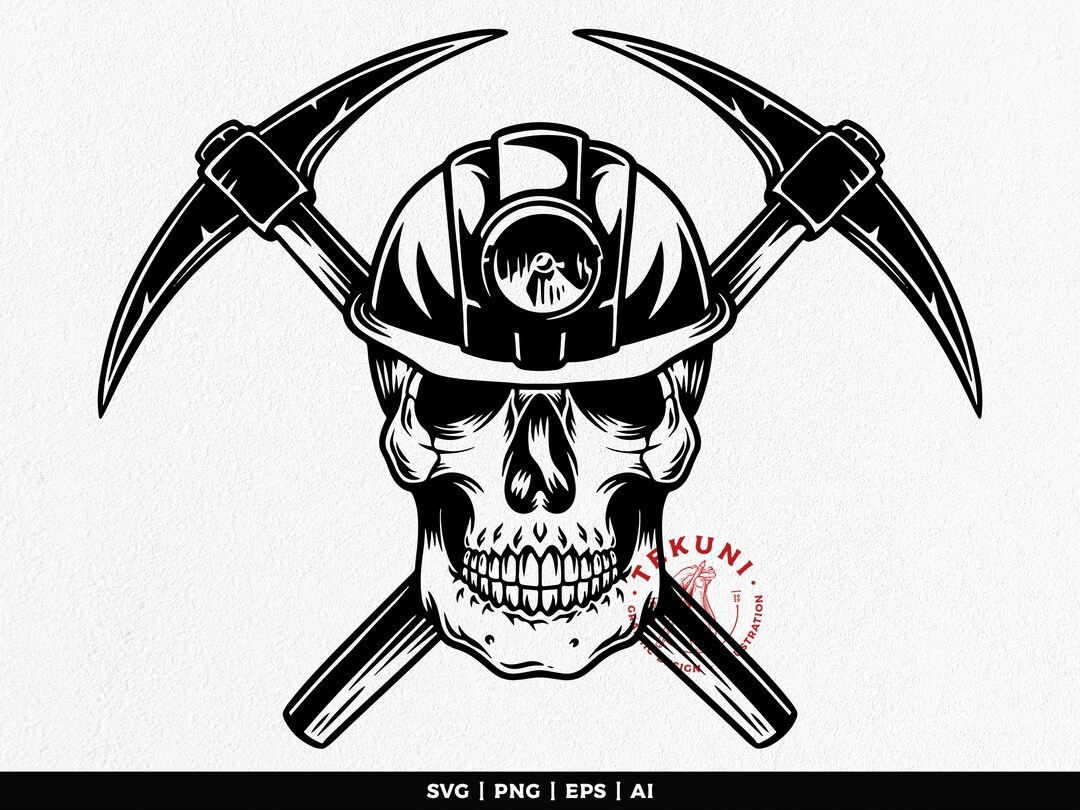3-pack Roof Bolter Miner Skull Stickers—coal Mining Tool Box Hard Hat Helmet Decals. StickerPirate WV H407.