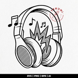 Casque svg, casque Clipart, musique svg, téléchargement instantané