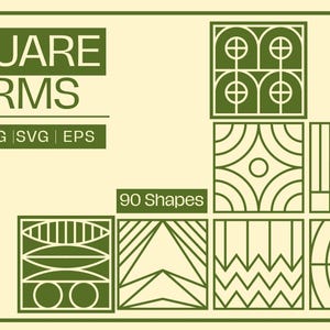 Lot de formes carrées SVG, formes géométriques abstraites, éléments vectoriels modernes Vol 6