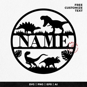 Sinal de nome de dinossauro, arquivo SVG de berçário - Download instantâneo