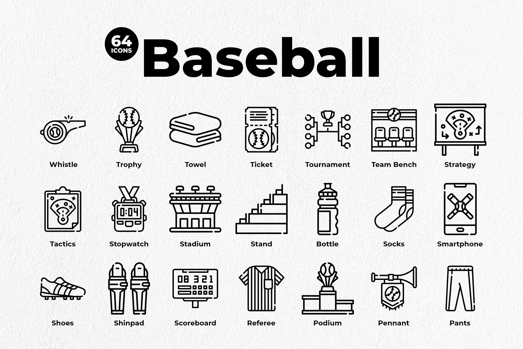 Baseball Icon Pack, Sport Icons - Instant Download - Etsy