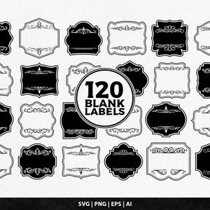 Blank label svg, flourish vintage frame, split border - Instant download