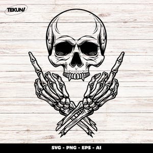 Middle Finger Skull SVG, Skeleton Hands Flip Off, Skull Clipart, Skeleton SVG Files for Cricut