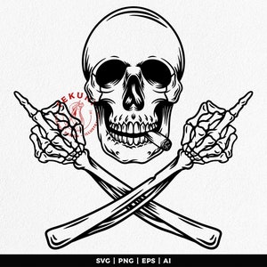 Skull with middle Finger Svg, Skull Cut Files For Silhouette, Skull Svg, Skeleton Svg, Skull Clipart, Instant download