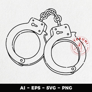 Handcuffs line art, Handcuffs SVG, Cutting File, Die Cut, Handcuffs Police Clip Art, Digital Download