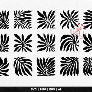 Abstract Leaves Svg Bundle, Floral clipart, Matisse Style - Instant download