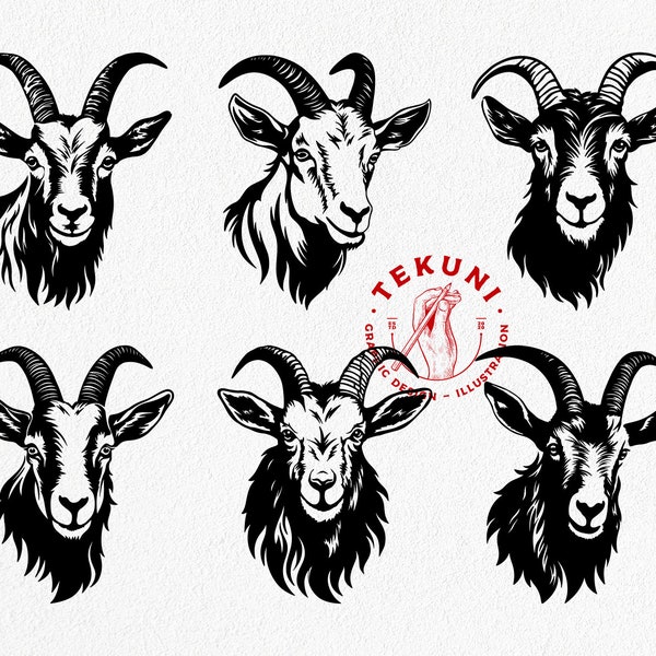 Goat svg bundle, Goat head silhouette - Instant download