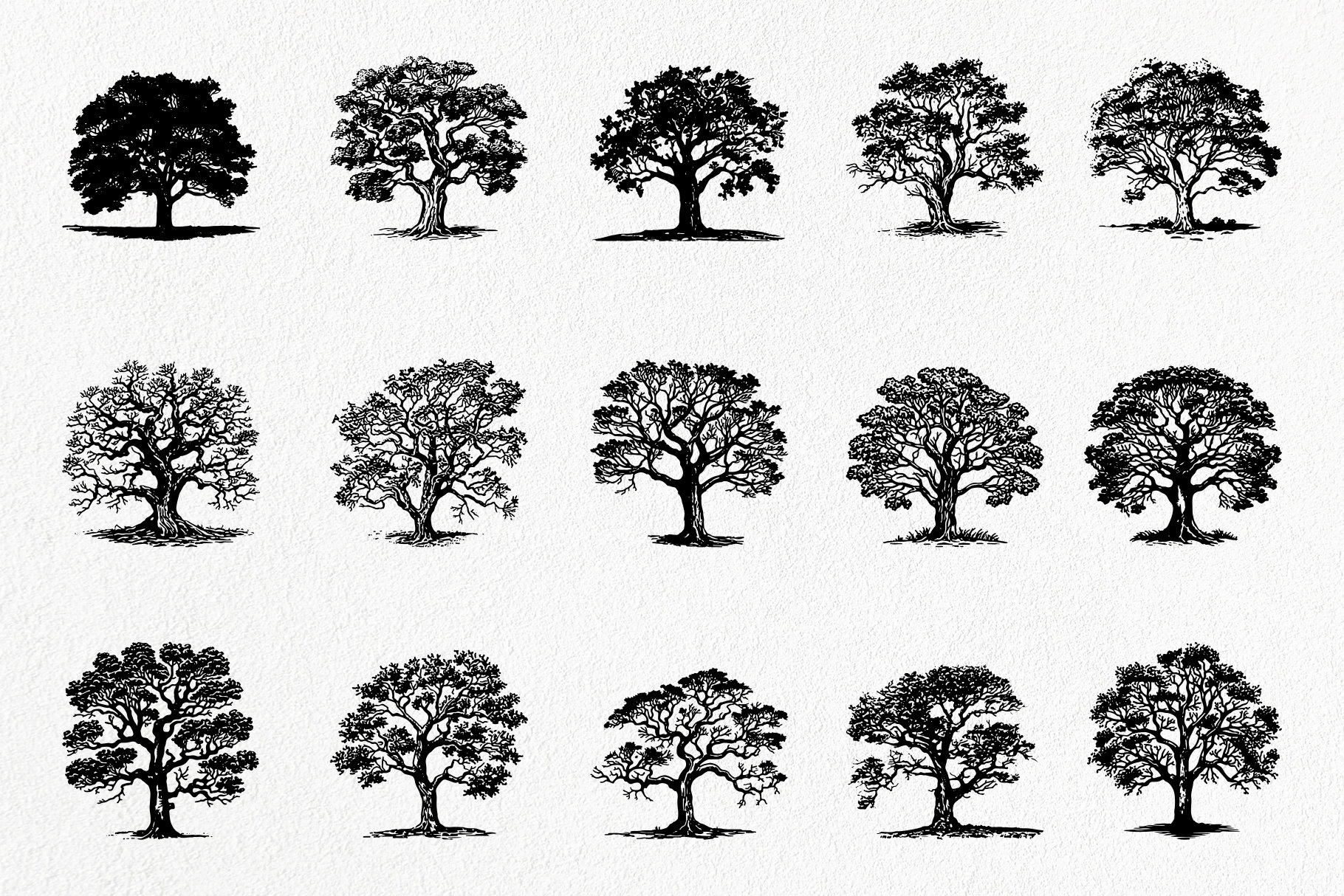 Tree SVG Hand Drawn Set, Tree Vintage Logo, Tree Clipart Instant ...