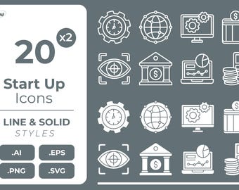 Start Up Icons SVG, Business Finance Icon Set - Instant Download
