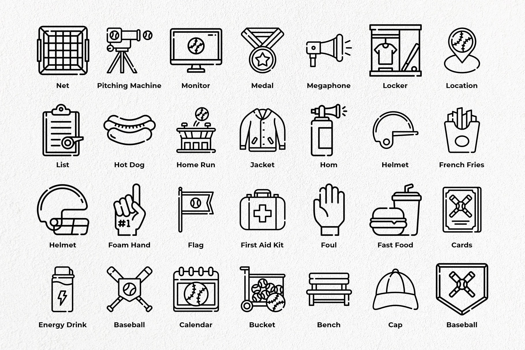 Baseball Icon Pack, Sport Icons - Instant Download - Etsy