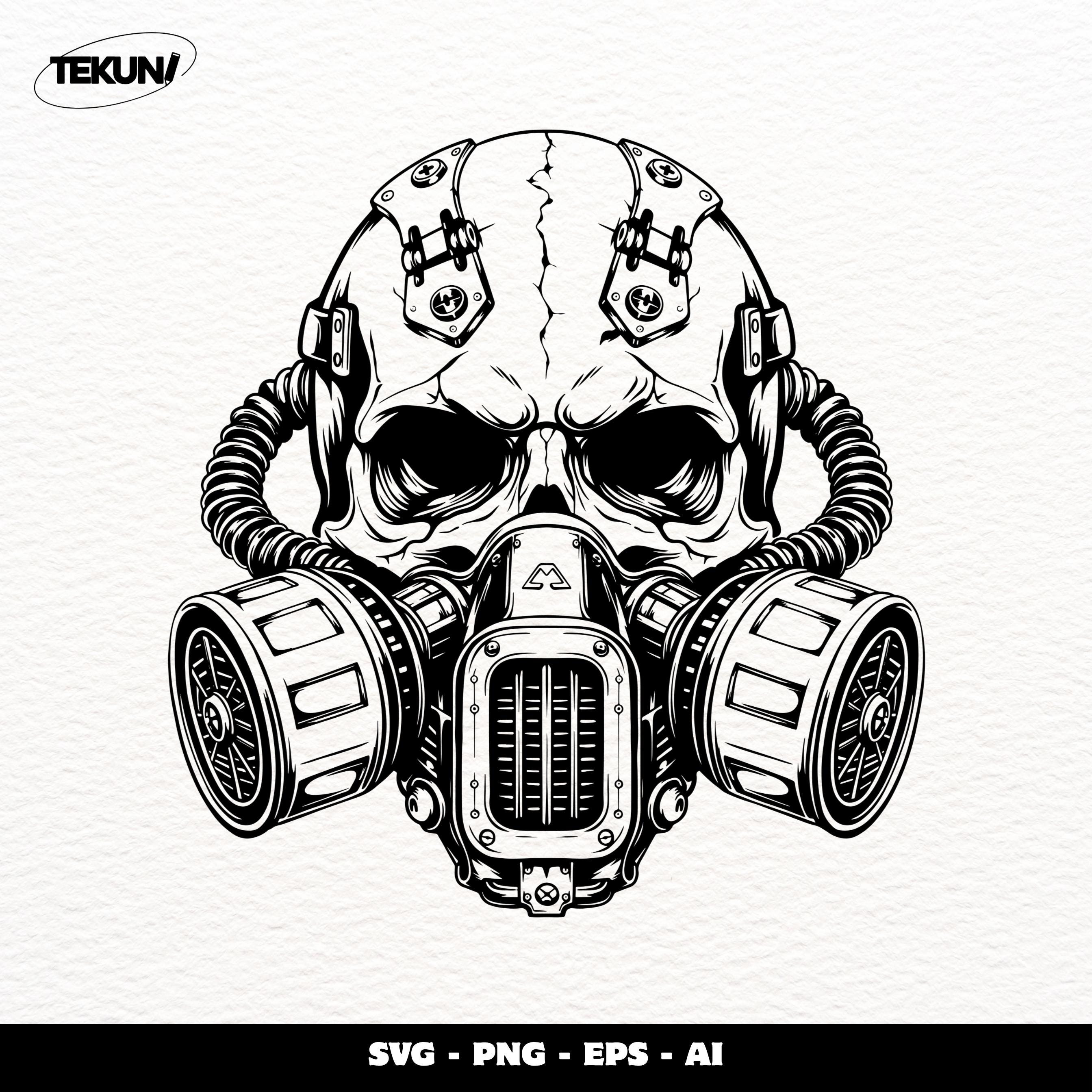 Gas Mask Skull SVG, Cyberpunk Skull, Steampunk Vector Design - Etsy