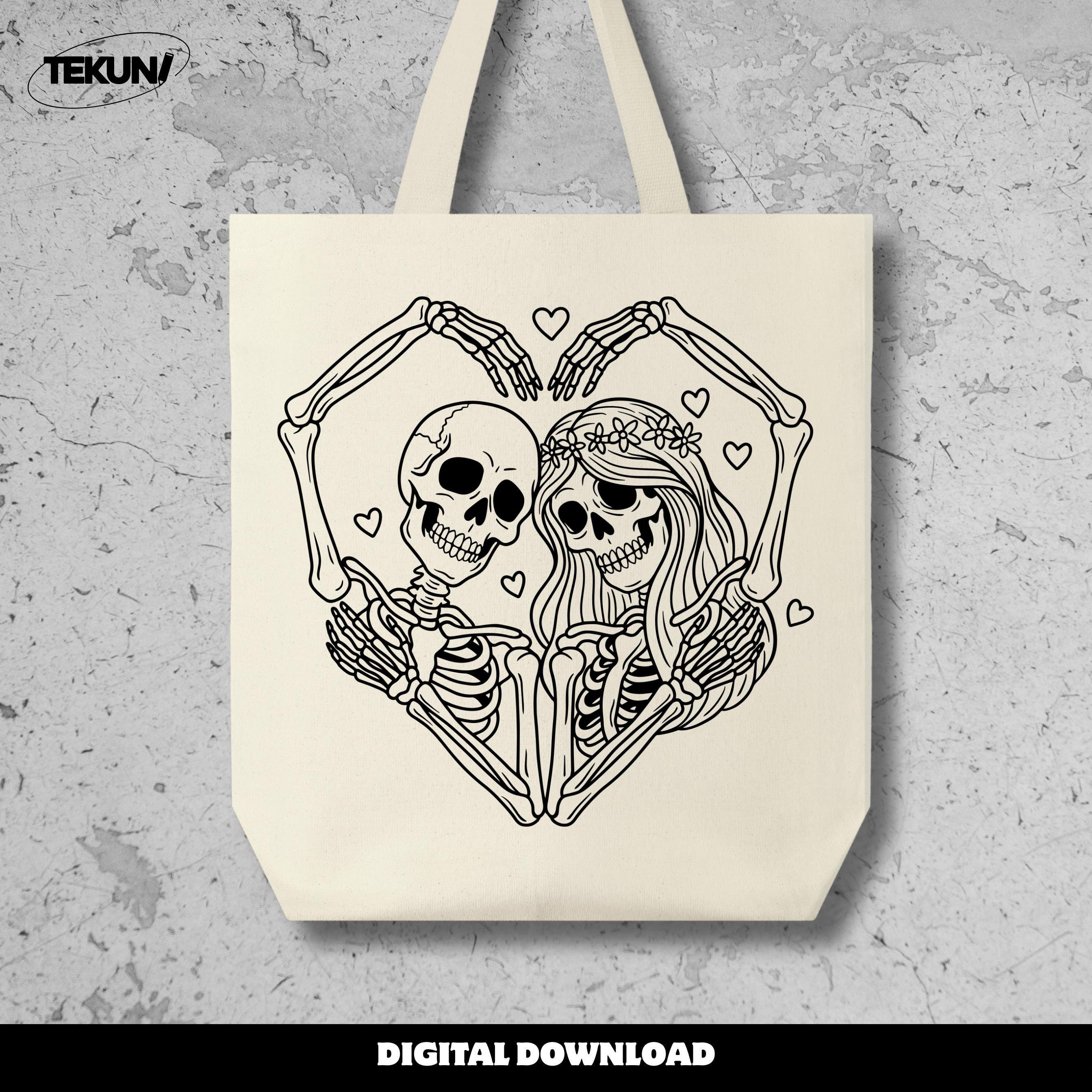 Skeleton Couple SVG, Gothic Valentine Skull Illustration, Skeleton Cut ...