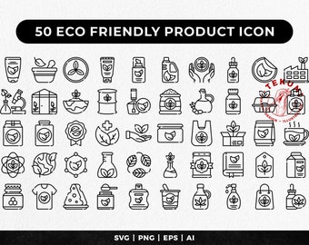 Eco Friendly Icon Pack, Organic product icon set - Instant download