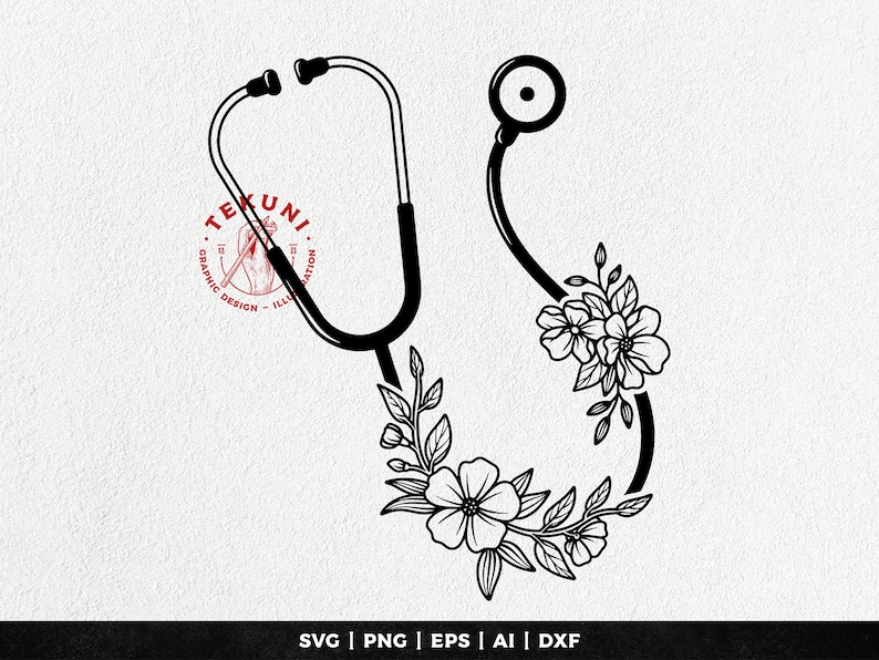 Floral Stethoscope SVG Instant Download Etsy