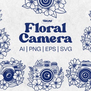Floral Camera SVG Bundle, Camera with Flower, Photography Clipart