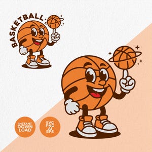 Basketball mascot, cartoon character illustration - Instant download