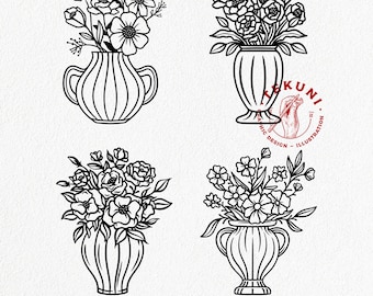 Flower Vase SVG, Flower SVG, Flower Bouquet SVG, Vase cut file - Instant Download