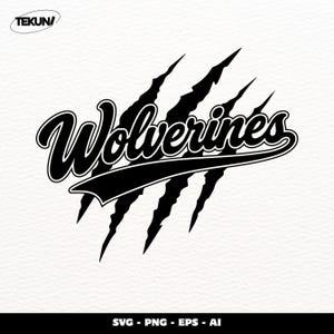 Wolverines SVG, Vector de arañazo de garra, Diseño de camiseta del equipo