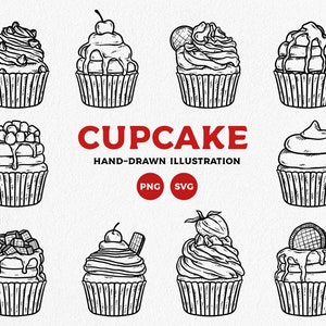 Pacote Cupcake SVG, clipart de muffin, download instantâneo