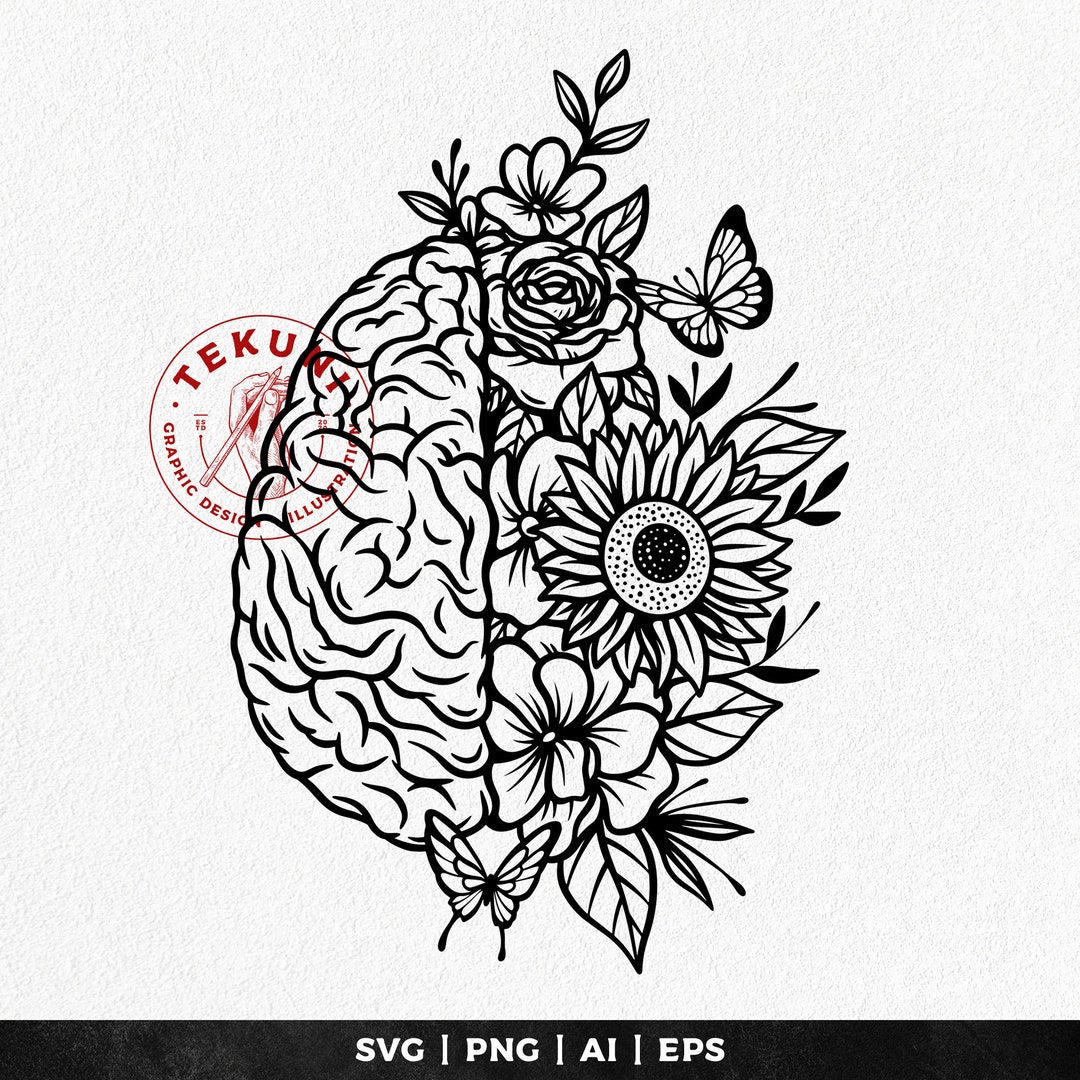 Flower Brain SVG Instant Download Etsy