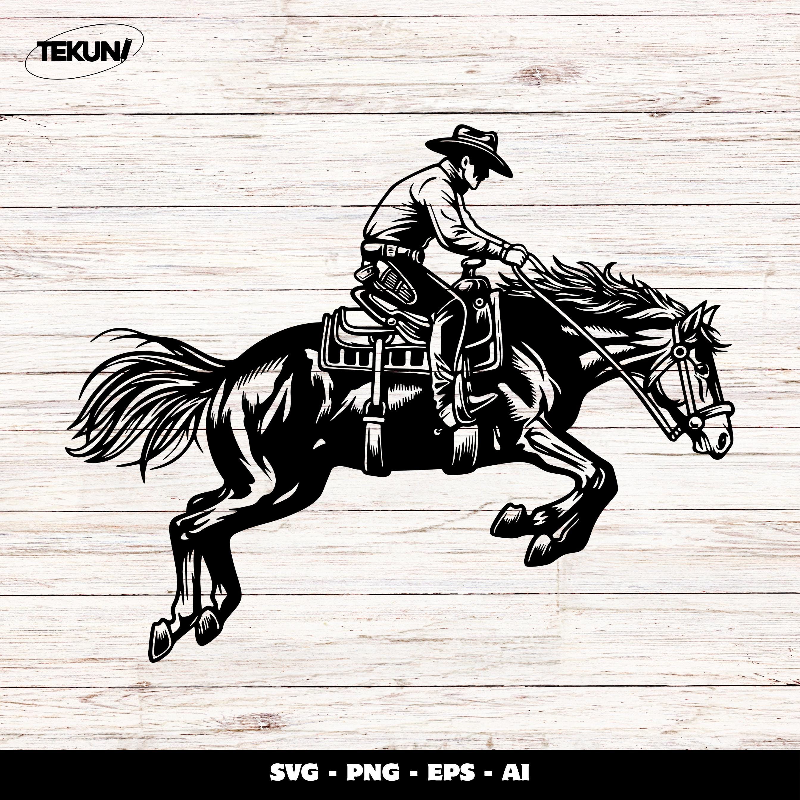 Cowboy Horse SVG: Rodeo Western Clipart, Cricut Cut File (digital