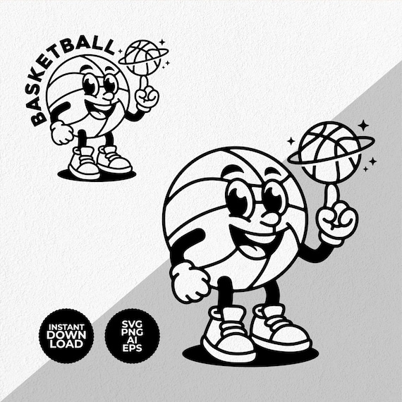バスケットボールのマスコット、漫画キャラクターのイラスト - すぐに