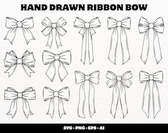 リボン SVG バンドル: 手描きリボン ベクター アート (デジタル