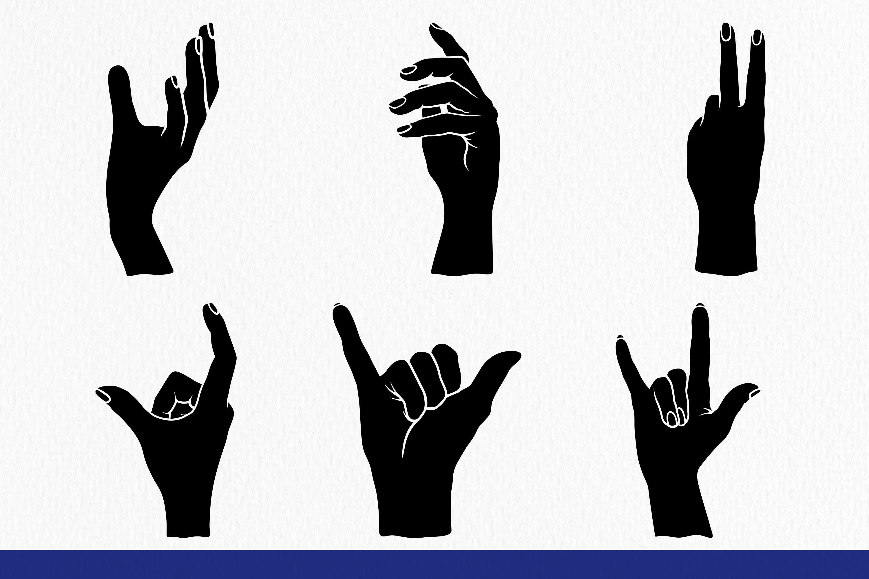 Hand Gesture Silhouette SVG Bundle, Hand Signs Vector Pack - Etsy