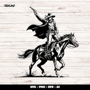 Cowboy on Horse SVG: Wild West Rodeo Clipart (Digital Download